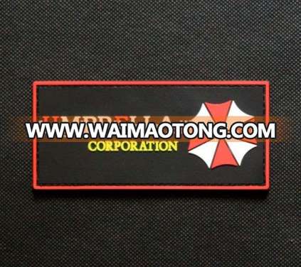 OEM custom logo washable soft 3D PVC patch with hook and loop