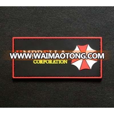 OEM custom logo washable soft 3D PVC patch with hook and loop